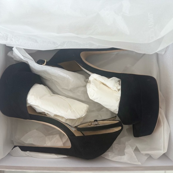Jimmy Choo Black Suede 150mm Platform pump -NEW IN BOX- size 37 - Picture 8 of 9